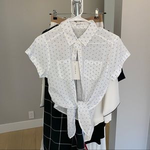 Cute white shirt w/ little blue heart shape dots